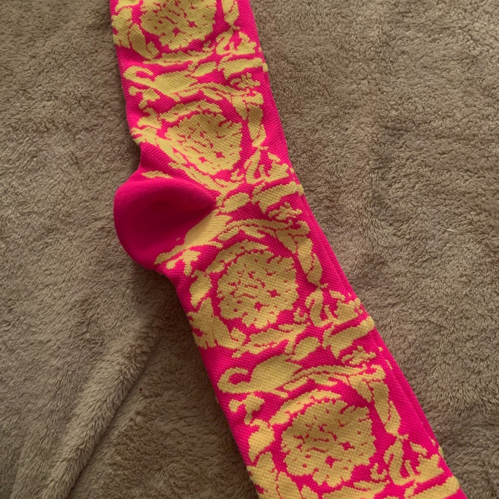Pink and Yellow Versace Socks